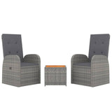 Vidaxl 3-delige loungeset poly rattan en massief acaciahout grijs