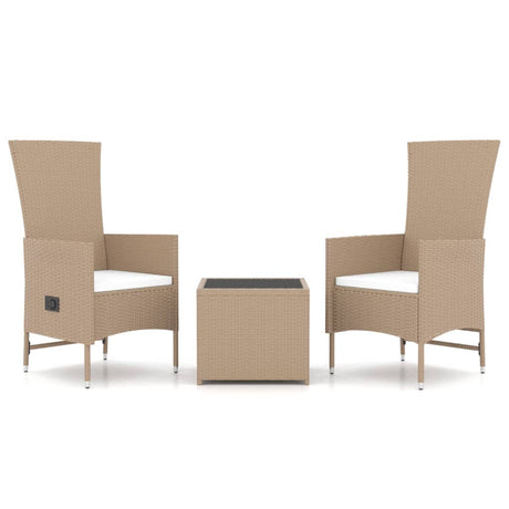 Vidaxl 3-delige loungeset poly rattan en staal beige