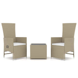 Vidaxl 3-delige loungeset poly rattan en staal beige