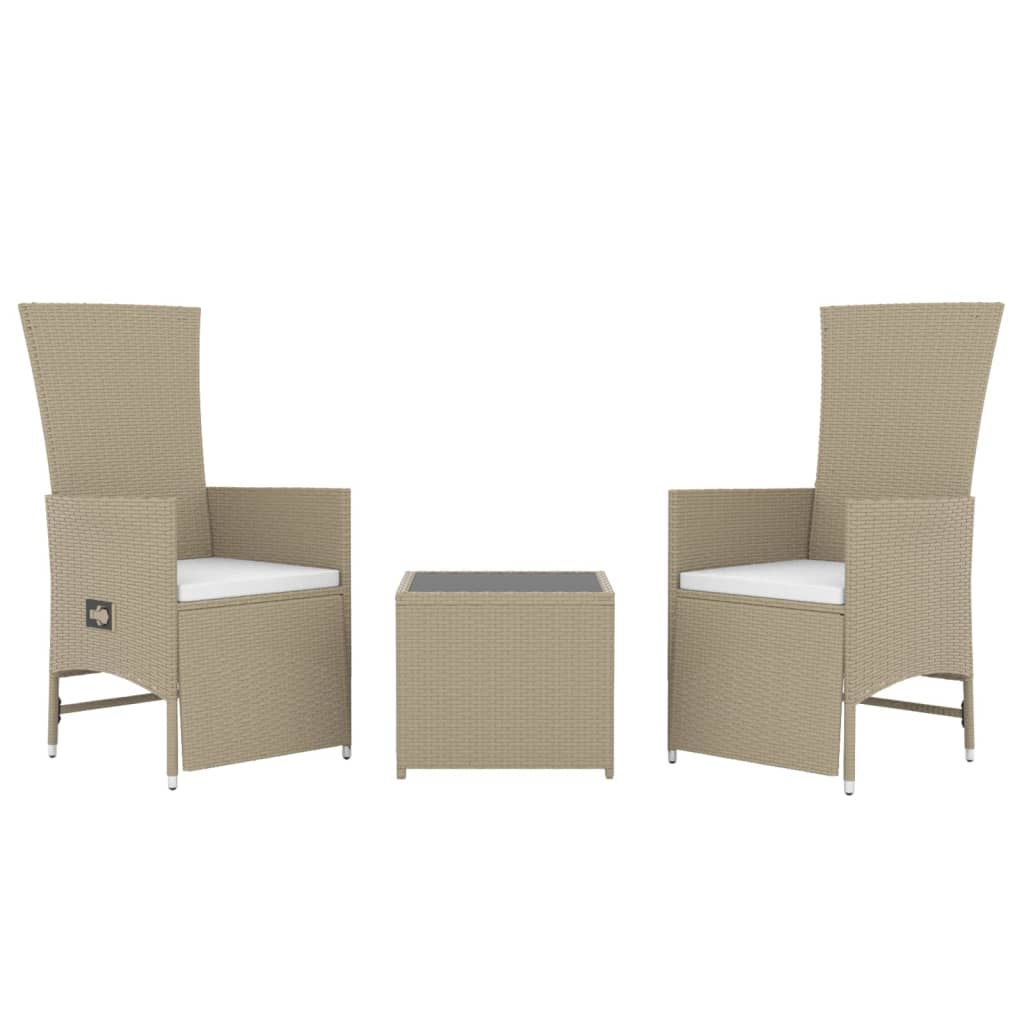 Vidaxl 3-delige loungeset poly rattan en staal beige