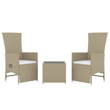 Vidaxl 3-delige loungeset poly rattan en staal beige