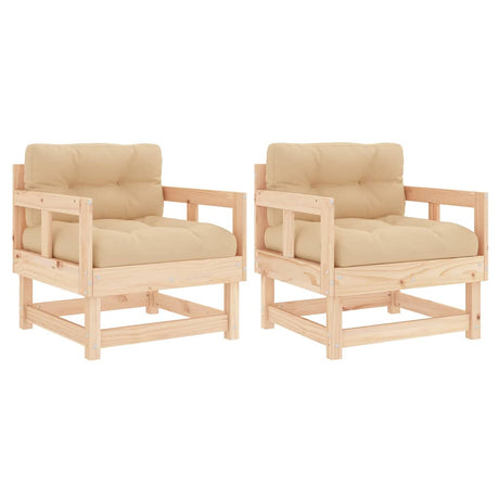 Vidaxl tuinstoelen 2 st met kussens massief grenenhout