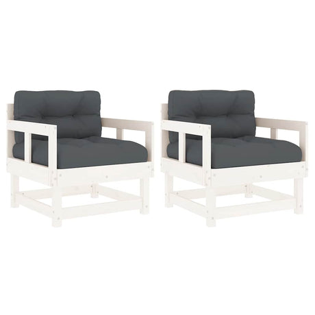 Vidaxl tuinstoelen met kussens 2 st massief grenenhout wit