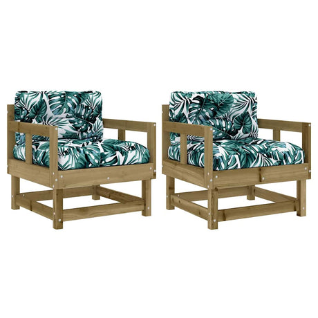 Vidaxl tuinstoelen 2 st met kussens geïmpregneerd grenenhout