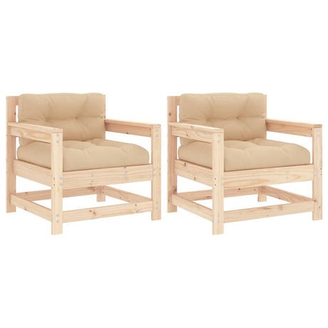 Vidaxl tuinstoelen 2 st met kussens massief grenenhout