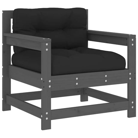 Vidaxl tuinstoelen 2 st met kussens massief grenenhout grijs