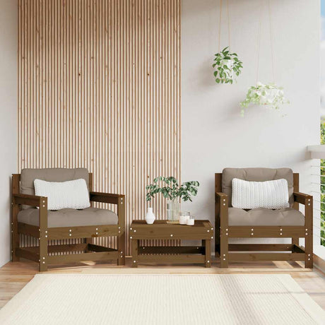 Vidaxl tuinstoelen 2 st met kussens massief grenenhout honingbruin