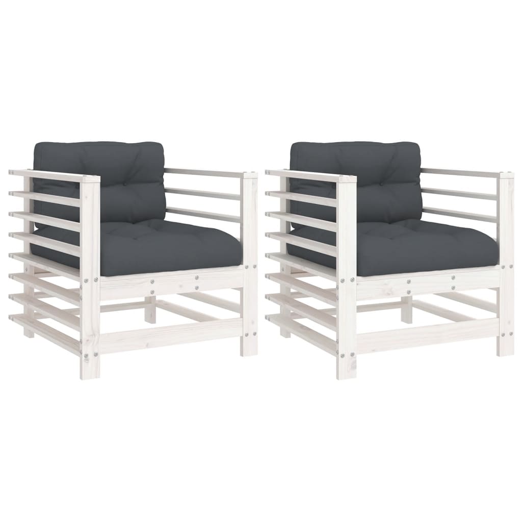 Vidaxl tuinstoelen met kussens 2 st massief grenenhout wit
