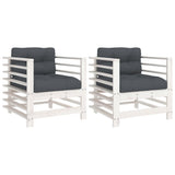Vidaxl tuinstoelen met kussens 2 st massief grenenhout wit