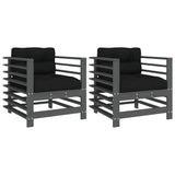 Vidaxl tuinstoelen 2 st met kussens massief grenenhout grijs