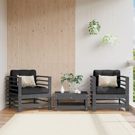 Vidaxl tuinstoelen 2 st met kussens massief grenenhout grijs