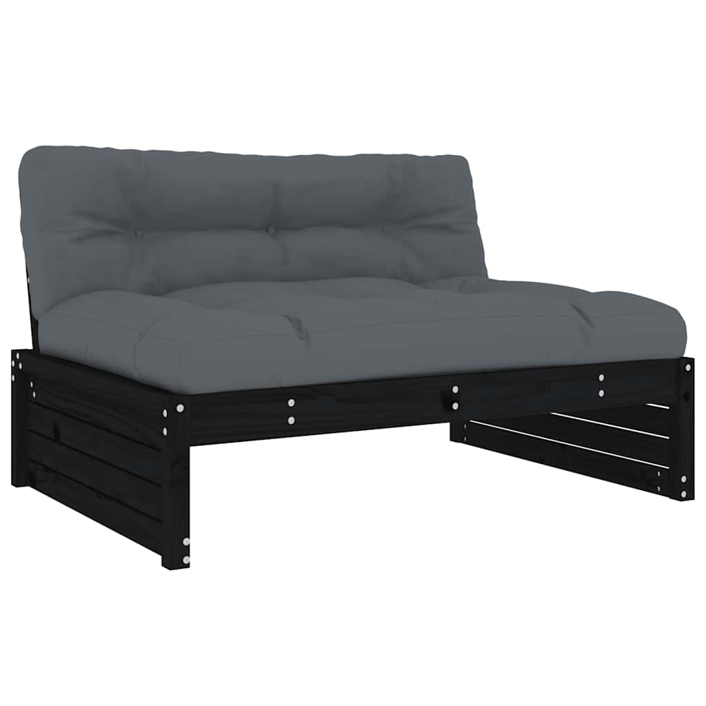 Vidaxl middenbank 120x80 cm massief grenenhout zwart