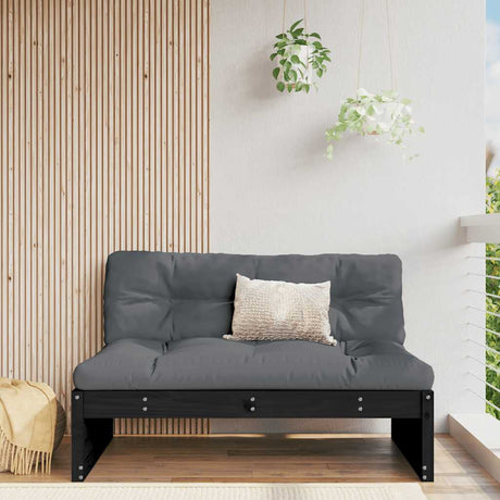 Vidaxl middenbank 120x80 cm massief grenenhout zwart