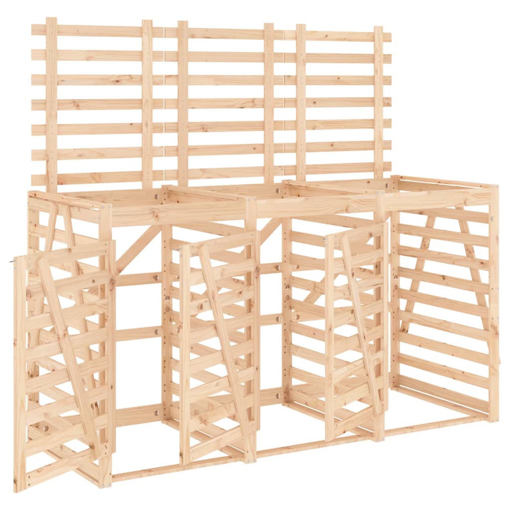 Vidaxl Container Storage Triple Solid Pine