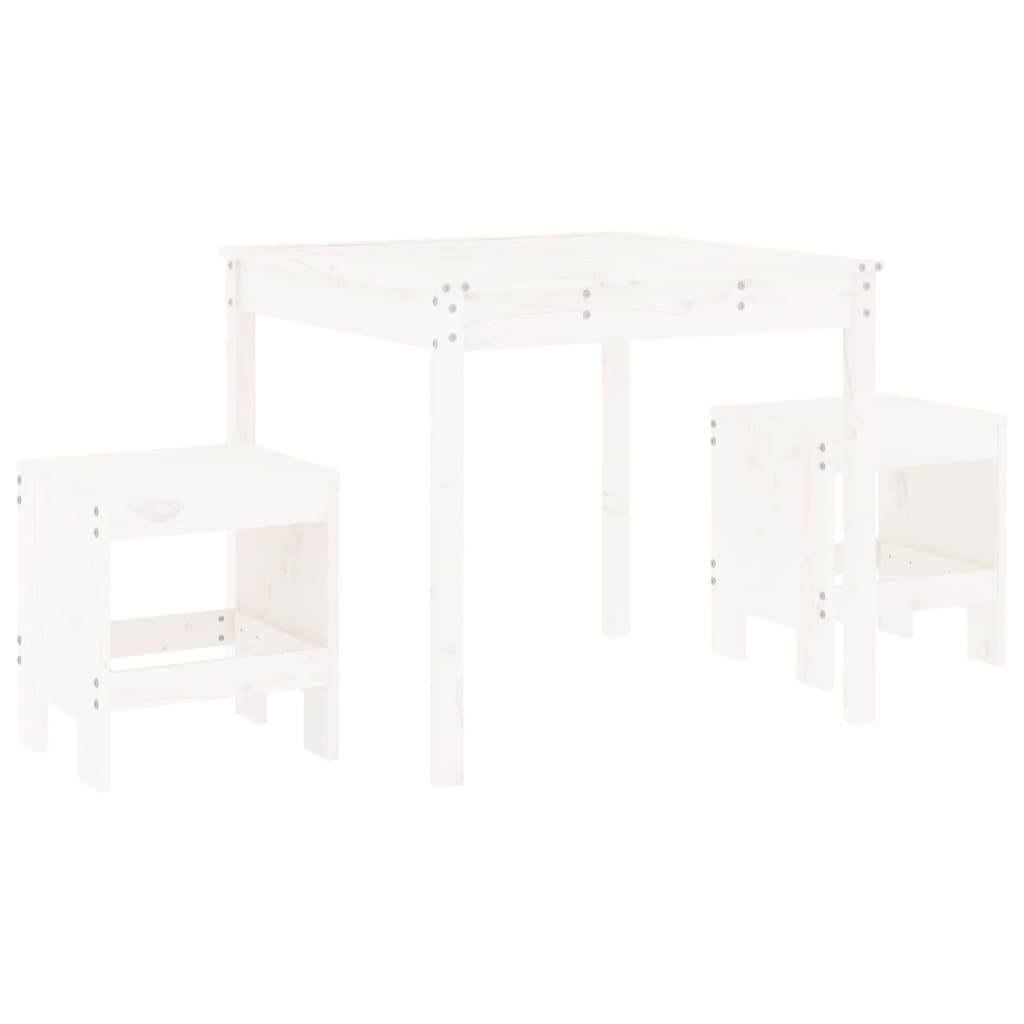 Vidaxl 3-delige bistroset massief grenenhout wit