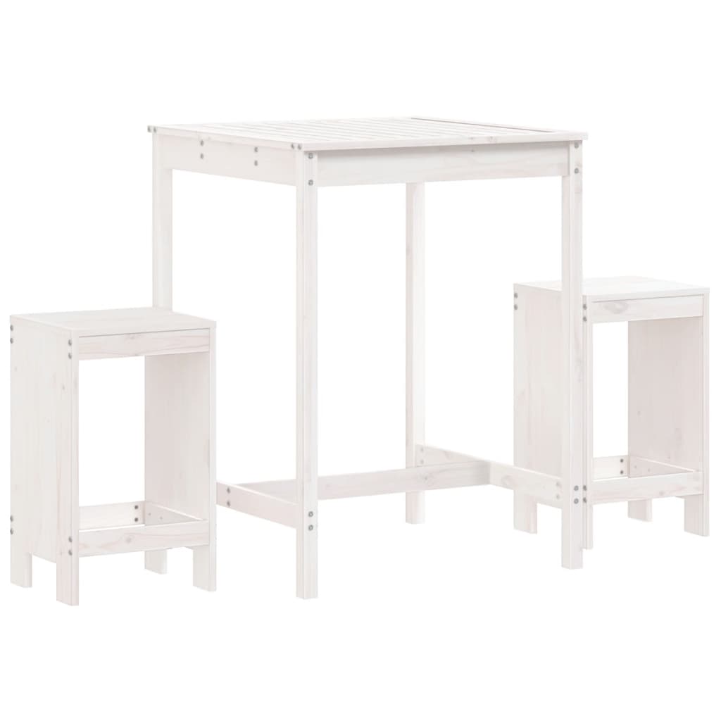 Vidaxl 3-delige barset massief grenenhout wit