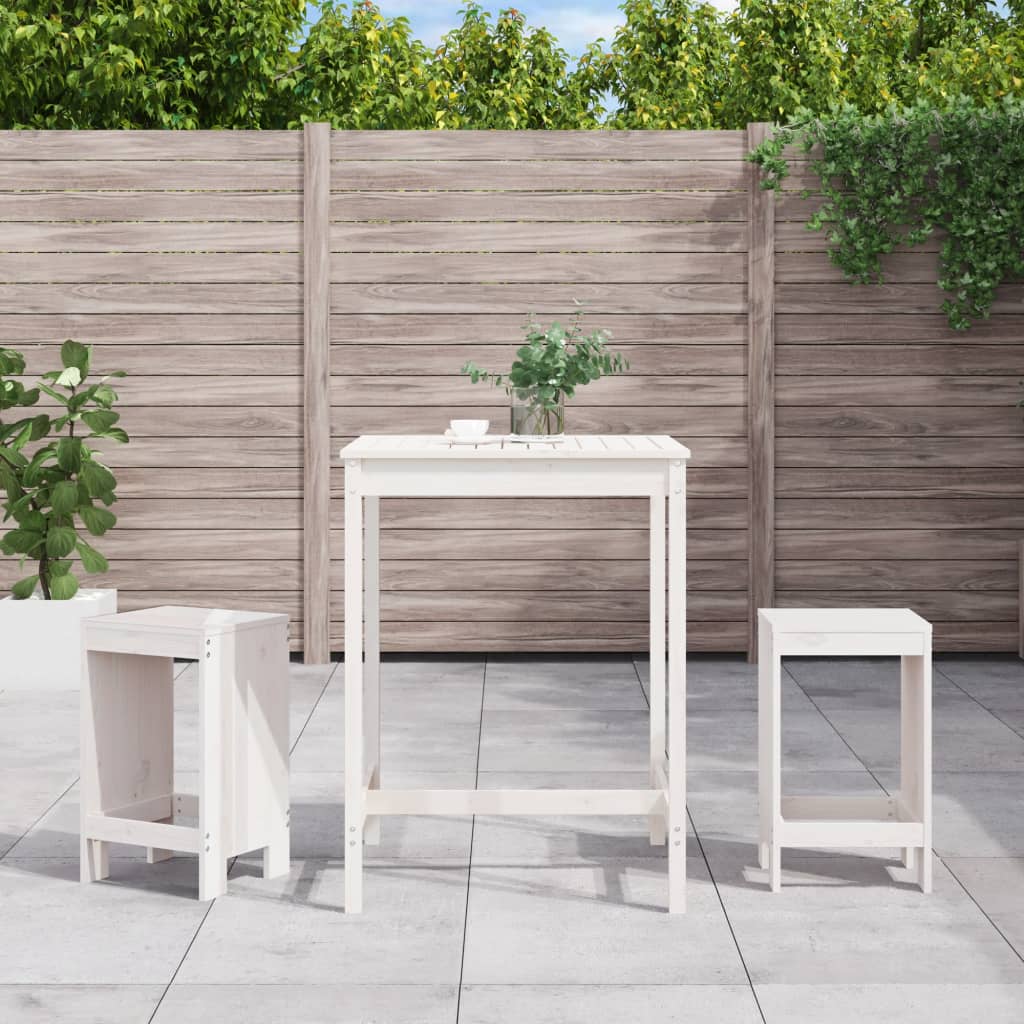 Vidaxl 3-delige barset massief grenenhout wit