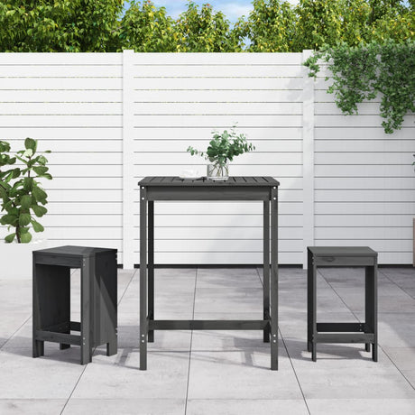 Vidaxl 3-delige tuinbarset massief grenenhout grijs