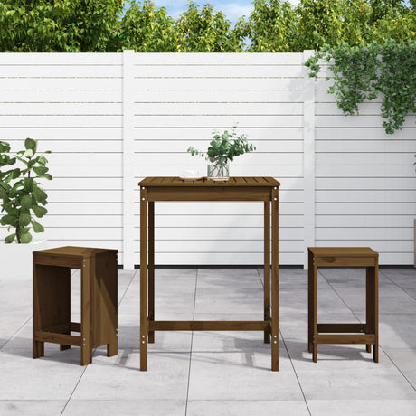 Vidaxl 3-delige tuinbarset massief grenenhout honingbruin