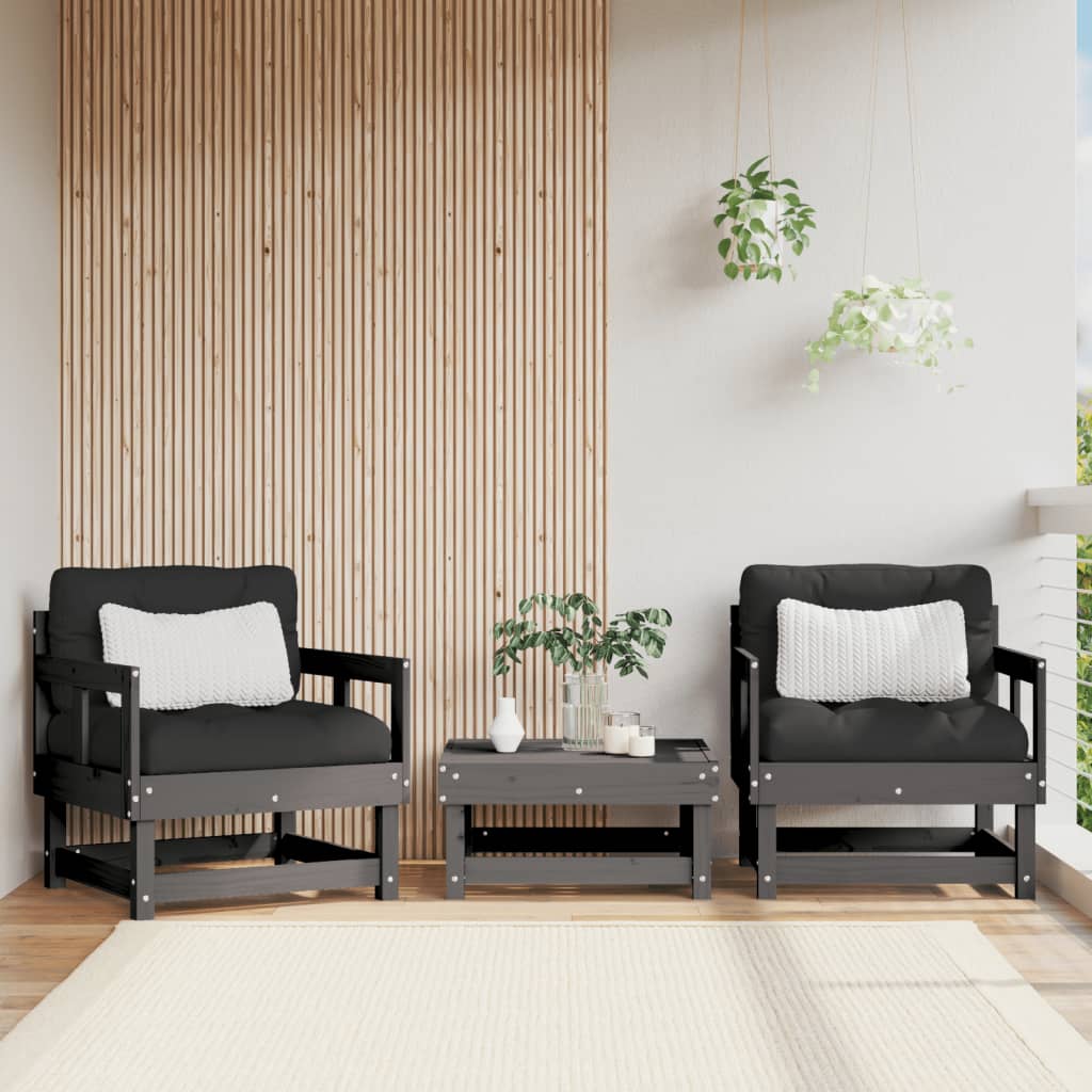 Vidaxl tuinstoelen 2 st massief grenenhout grijs