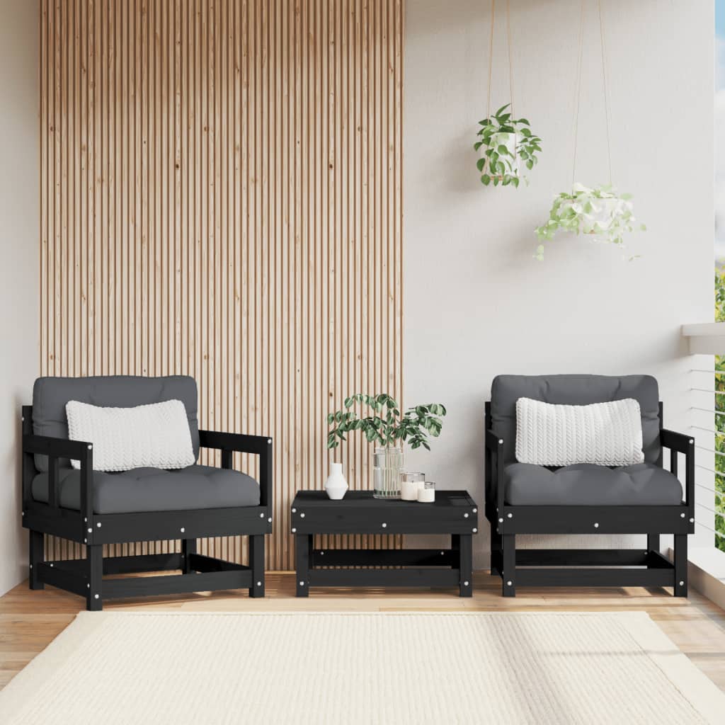 Vidaxl tuinstoelen 2 st massief grenenhout zwart