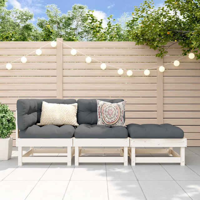 Vidaxl 3-delige loungeset massief grenenhout wit
