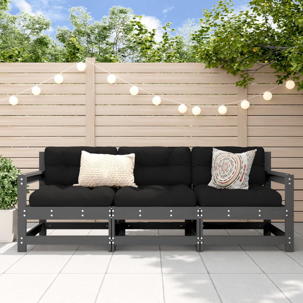 Vidaxl 3-delige loungeset massief grenenhout grijs