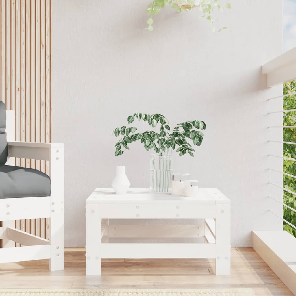 Vidaxl tuinvoetenbank massief grenenhout wit