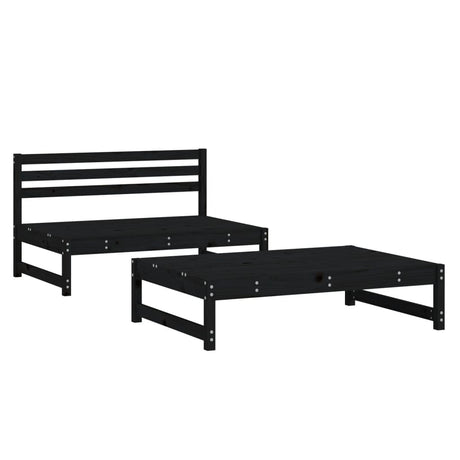Vidaxl 2-delige loungeset massief grenenhout zwart