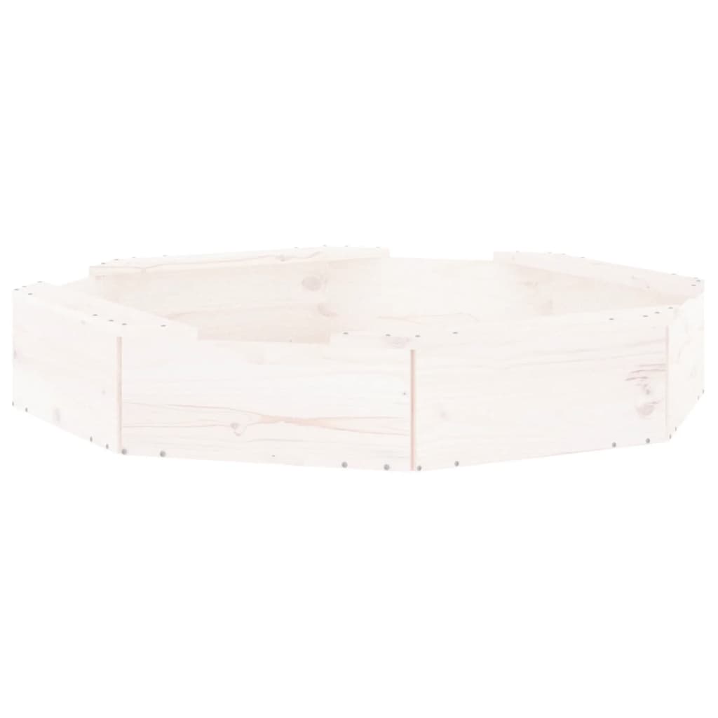 Vidaxl sandbox with benches octagonal solid pine white