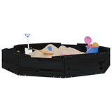 Vidaxl Sandpit con panchine Pino solido ottagonale nero