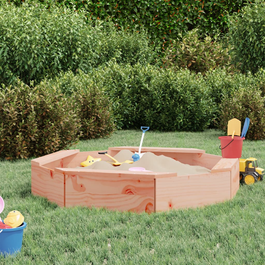 VidaXL sandpit with benches octagonal solid douglashout