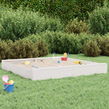 Vidaxl sandbox with benches square solid pine white