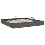 Vidaxl sandbox with benches square solid pine gray gray