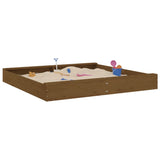 Vidaxl sandbox with benches square solid pine honey brown