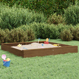 Vidaxl sandbox with benches square solid pine honey brown