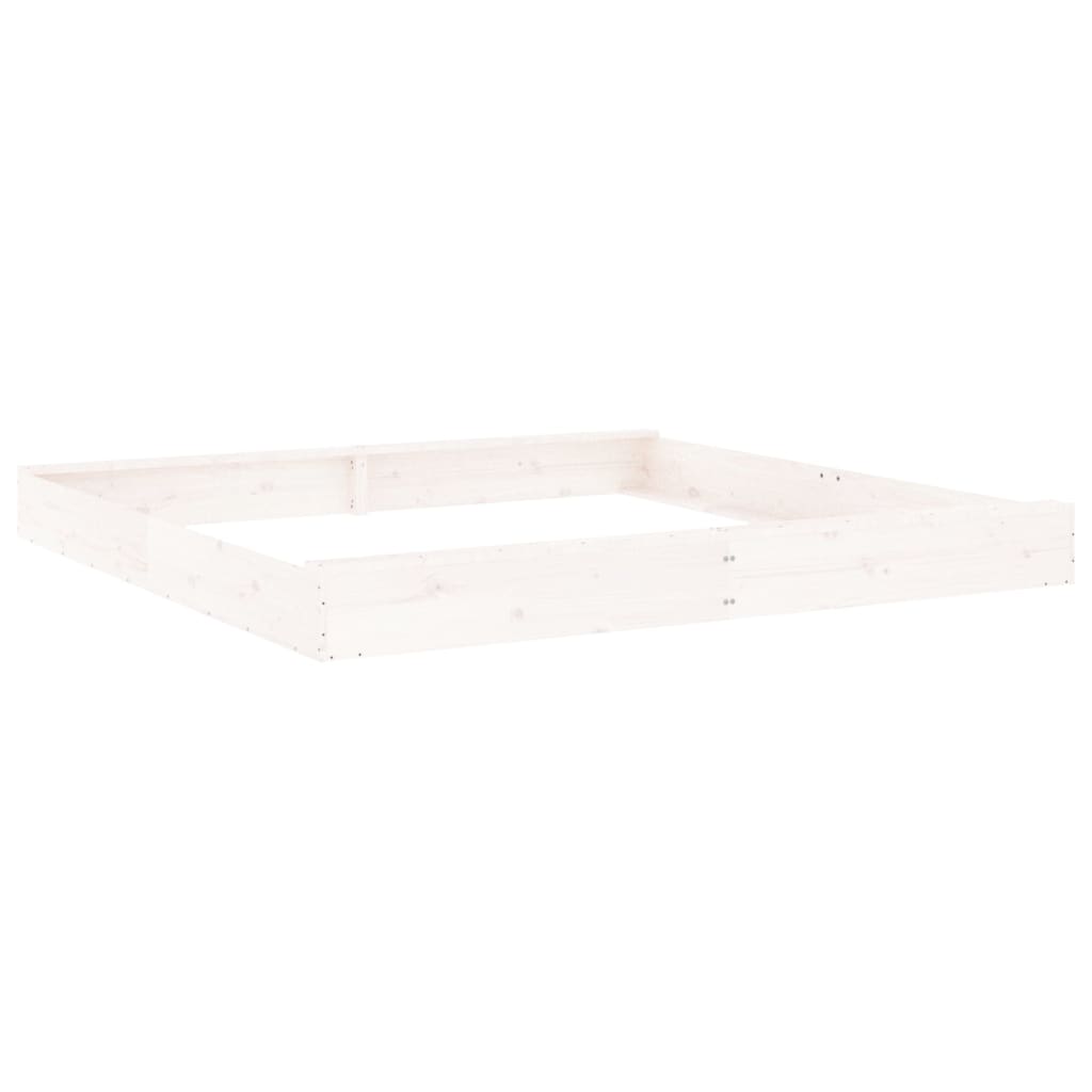 Vidaxl sandbox with benches square solid pine white