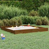 Vidaxl sandbox with benches square solid pine honey brown