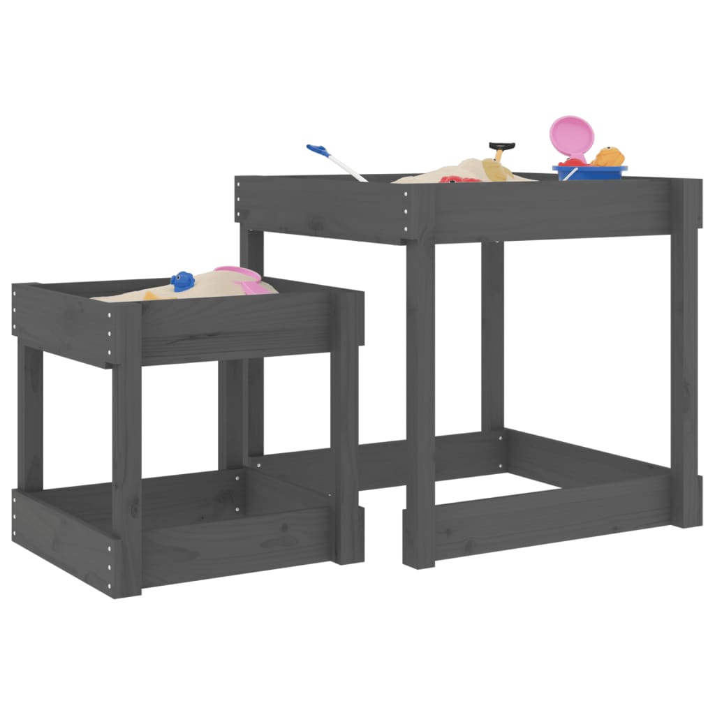 Vidaxl sand tables 2 pcs solid pine gray gray