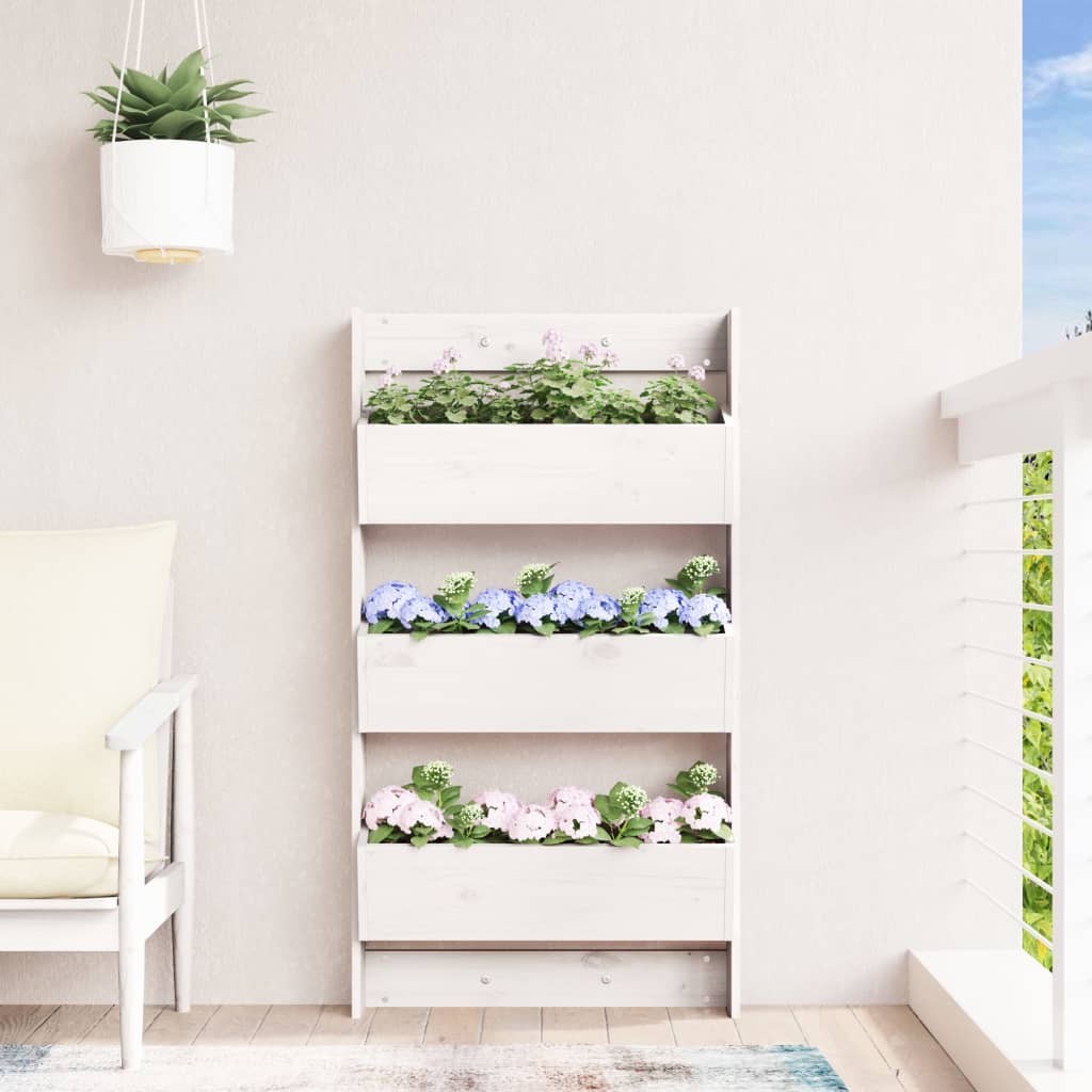 Vidaxl Plannbak Wall Montaje 3-Laags 60x18.5x110 cm Pine Wood White