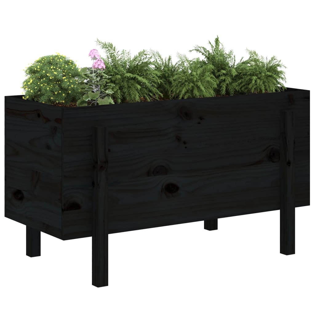 Plantador Vidaxl elevado 101x50x57 cm de pino sólido negro