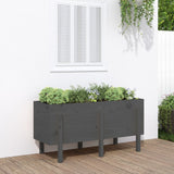 Vidaxl plantenbak verhoogd 121x50x57 cm massief grenenhout grijs