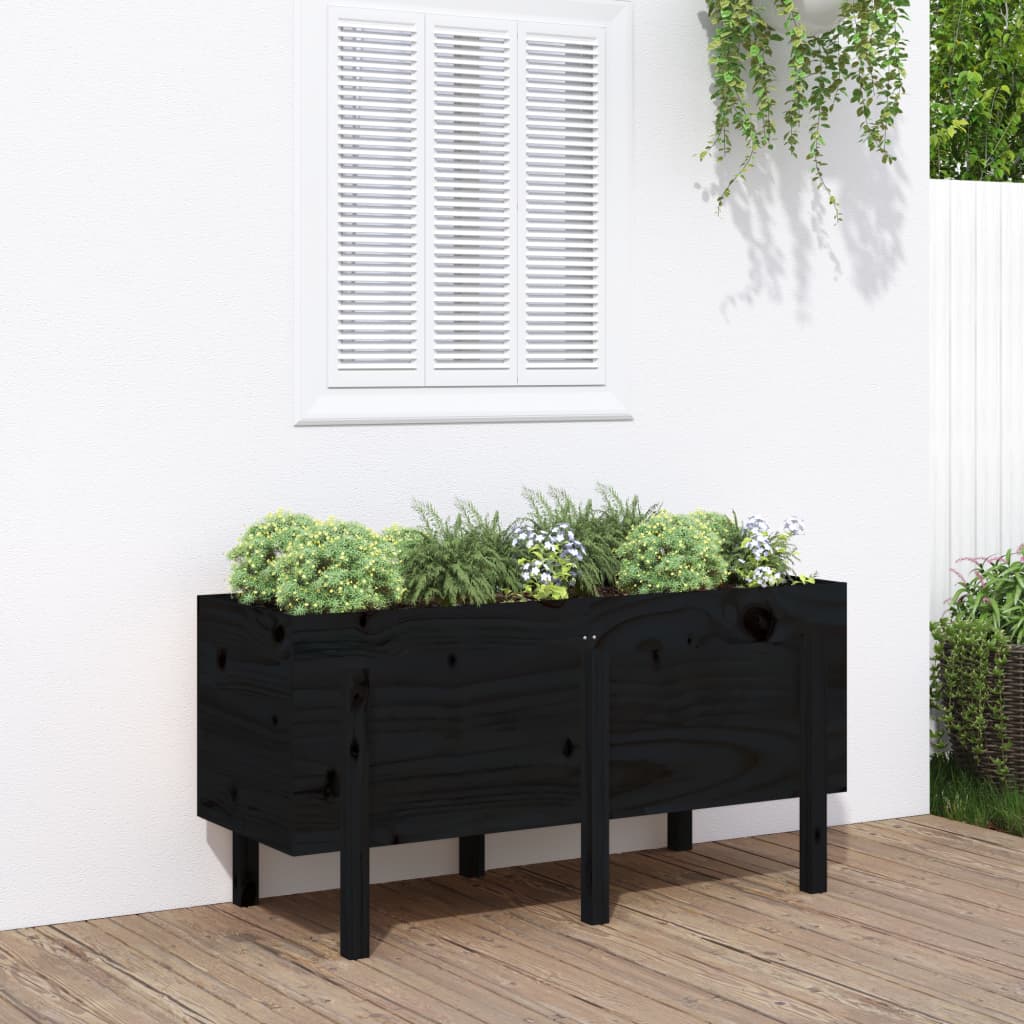 Vidaxl Planter hevet 121x50x57 cm solid furu svart