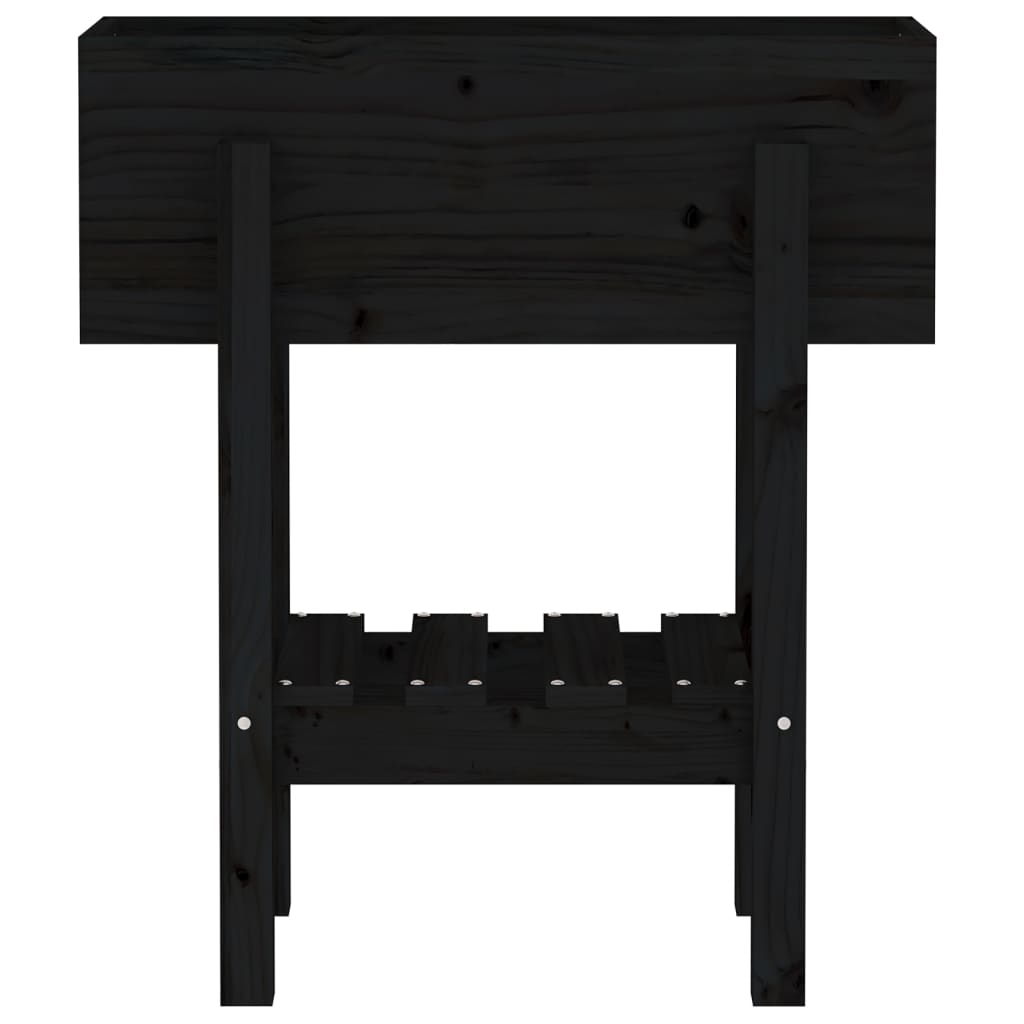 Vidaxl plantenbak 62x30x69 cm massief grenenhout zwart
