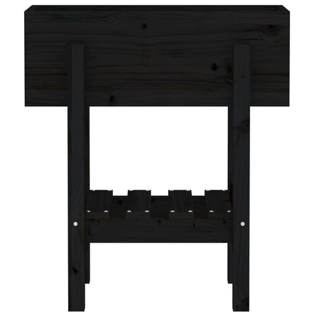 Vidaxl plantenbak 62x30x69 cm massief grenenhout zwart