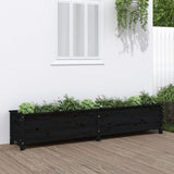 VidaXL Plantenbak verhoogd 199,5x40x39 cm massief grenenhout zwart