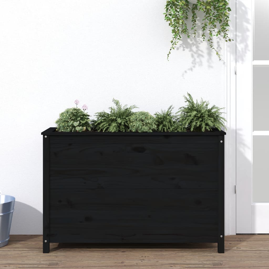 Vidaxl Planter hevet 119,5x40x78 cm solid furu svart