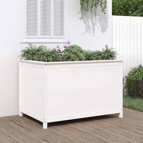 Vidaxl plantenbak verhoogd 119,5x82,5x78 cm massief grenenhout wit