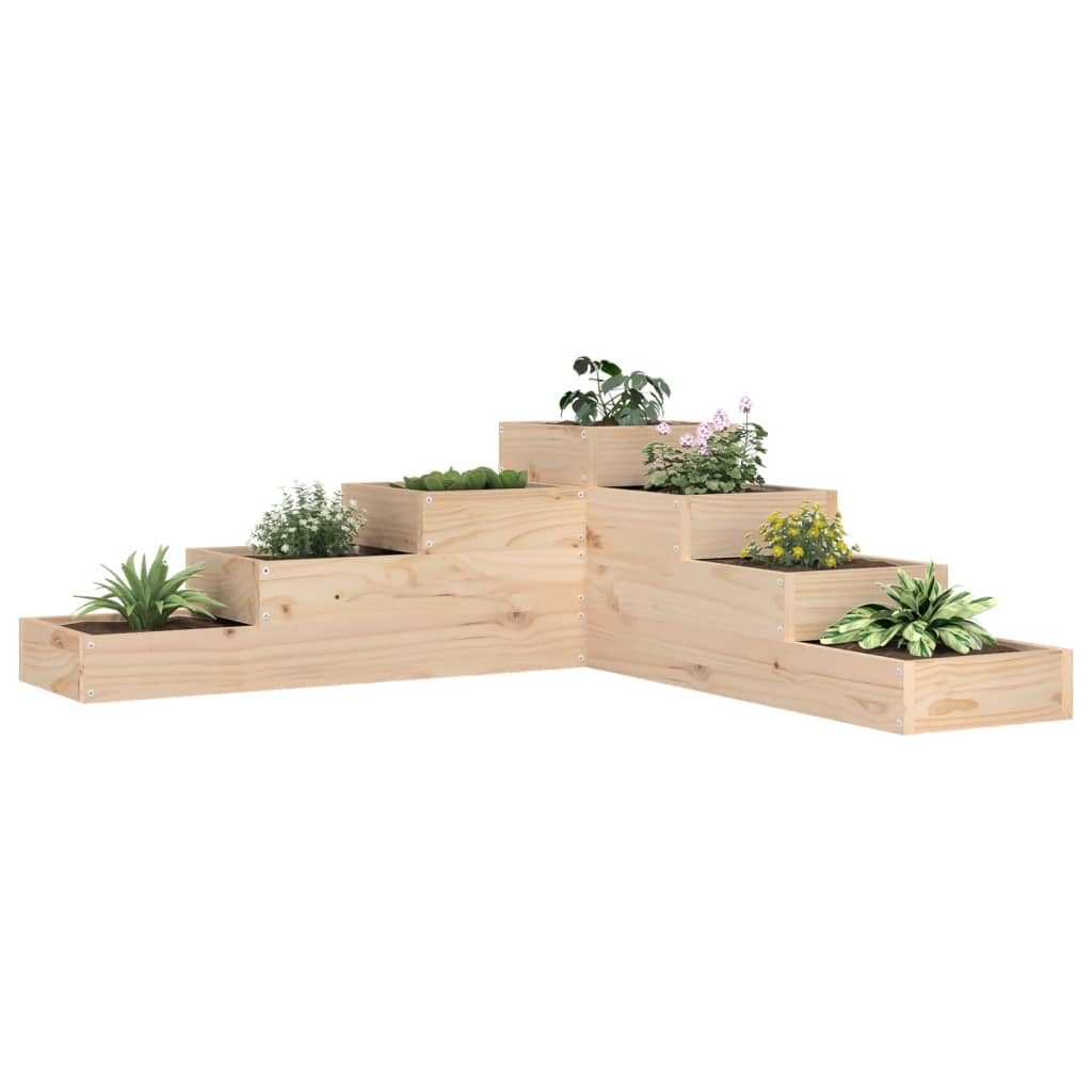 Vidaxl plantenbak 4-laags 106x104,5x36 cm massief grenenhout