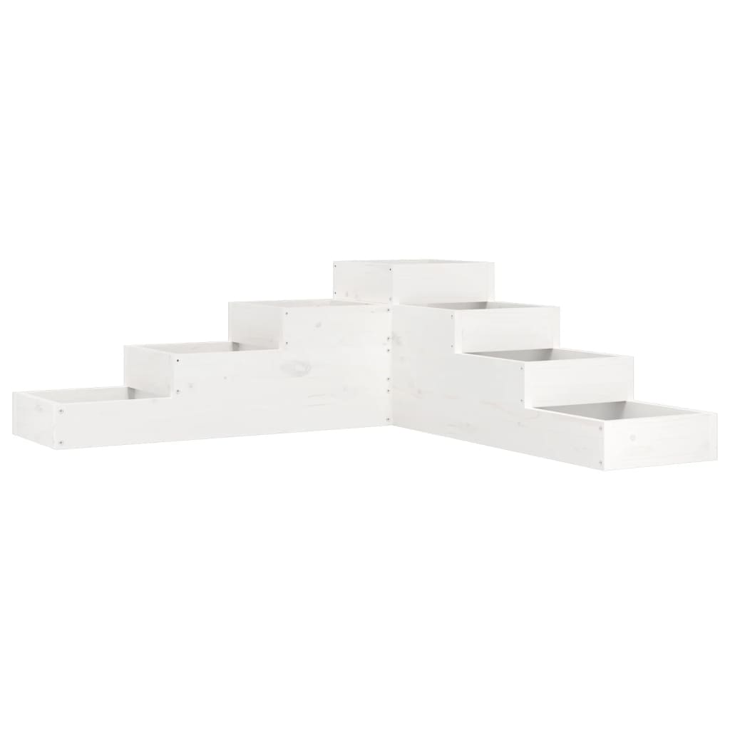 Vidaxl plantenbak 4-laags 106x104,5x36 cm massief grenenhout wit